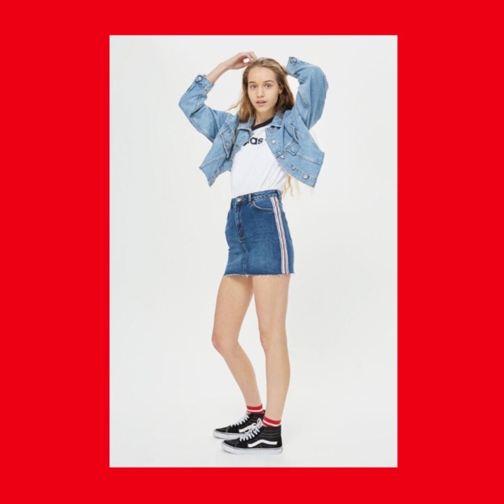 ToShop Side Striped Denim Skirt